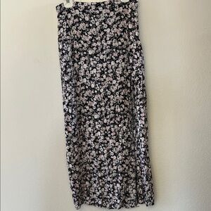 Floral Maxi Skirt in Black, Gray and Light Pink